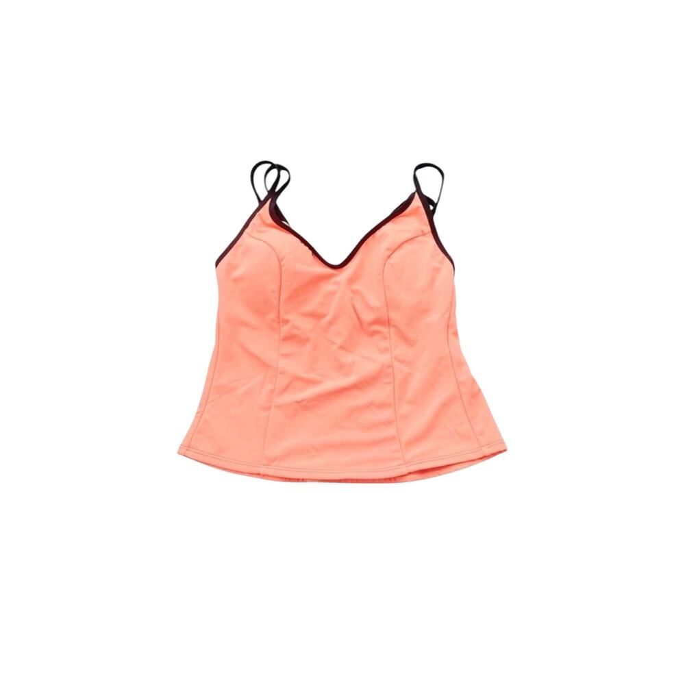 Vintage Miraclesuit V-Neck Tankini Swim Top Orange Sherbet 8 80s 90s Light Bra